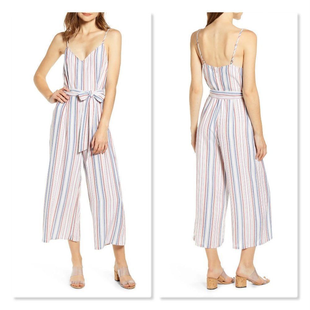 NEW! Love, Fire Stripe Belted Jumpsuit size Small